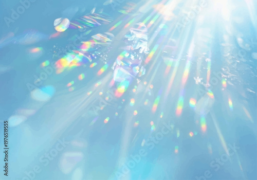 幻想的な虹色のプリズムとブルーのテクスチャ