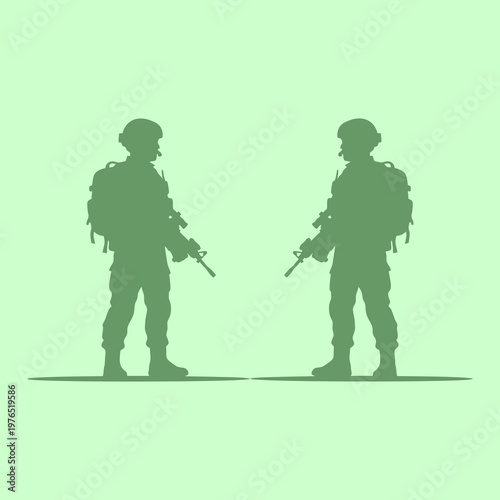 vector silhouette of a green soldier