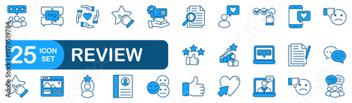 Review icon set. Editable line icons.