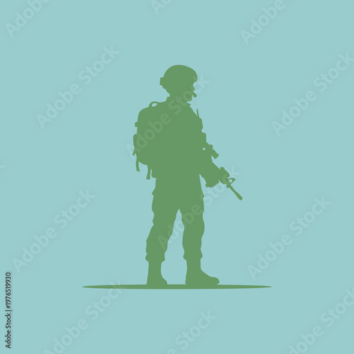 vector silhouette of a green soldier
