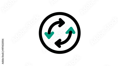 Circular refresh arrows icon. Cycle, reload, update, renew symbol. Flat vector graphic design element for web and apps.