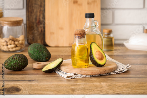 Bottles of fresh avocado oi...