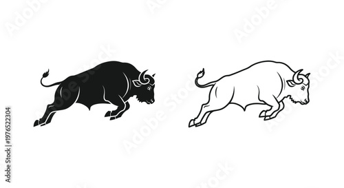 Yin Yang Bull Symbol Art Design Vector