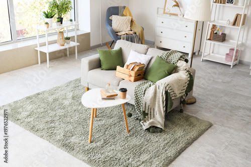 Cozy sofa and coffee table ...