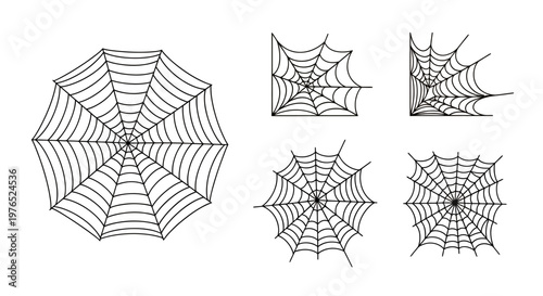 Series of Spider Web Patterns in Circular Geometric Designs.