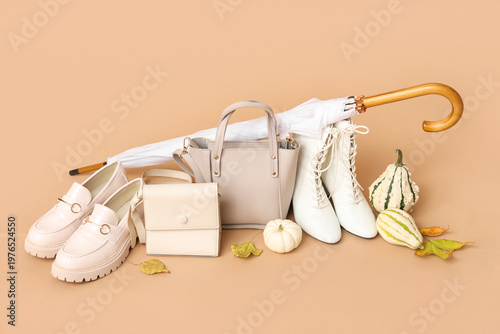 Different white shoes with ...