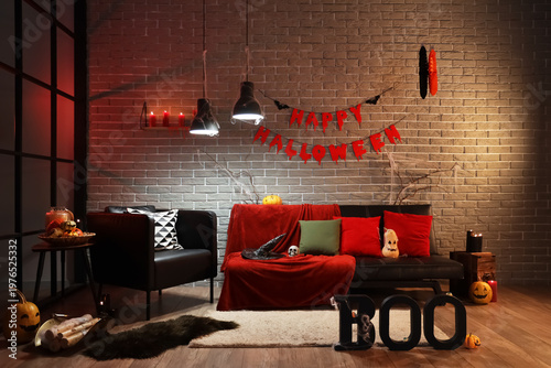 Interior of festive living ...