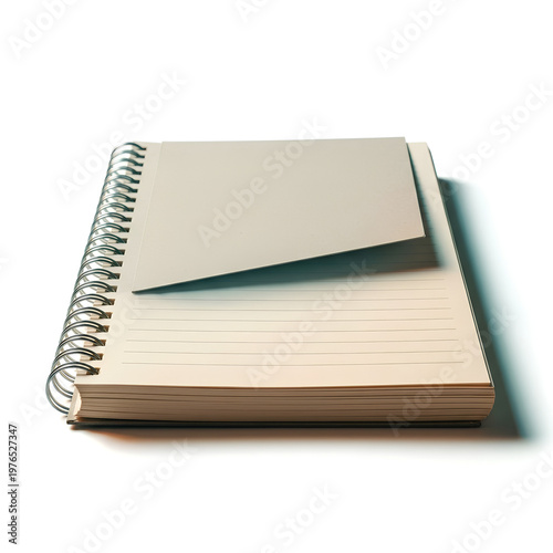 Spiral notebook with a blank cover and lined pages.