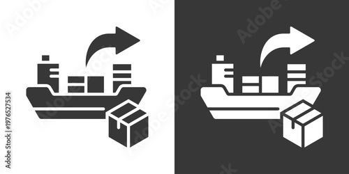 Export Cargo Icon Set Vector Collection Isolated In Black And White