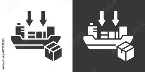 Import Cargo Icon Set Vector Collection Isolated In Black And White