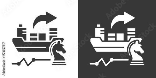 Export Strategy Icon Set Vector Collection Isolated In Black And White