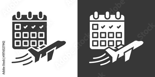 Shipping Schedule Icon Set Vector Collection Isolated In Black And White