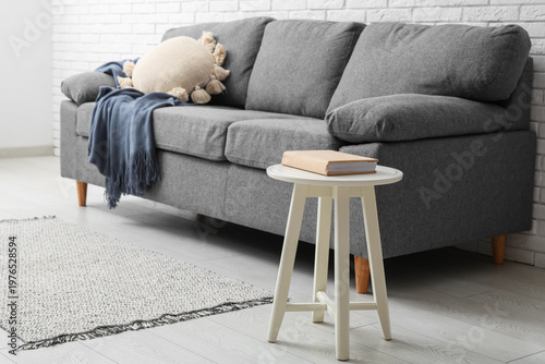 Cozy sofa with pillow and p...