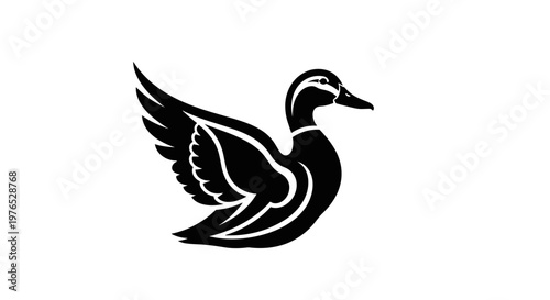 Black duck in flight silhouette 2.