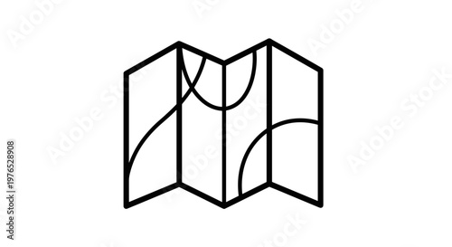 Black folded map line icon.