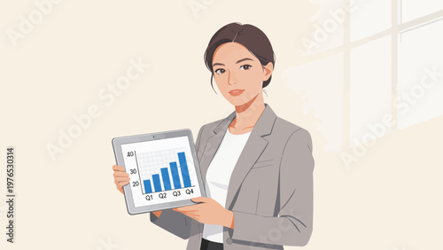 Businesswoman holding digital chart