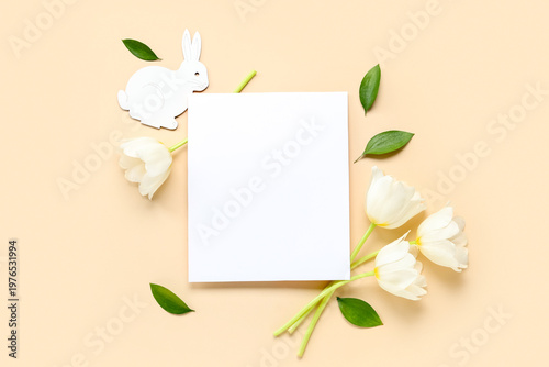 Blank card with bunny, tuli...