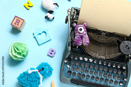 Vintage typewriter and knit...