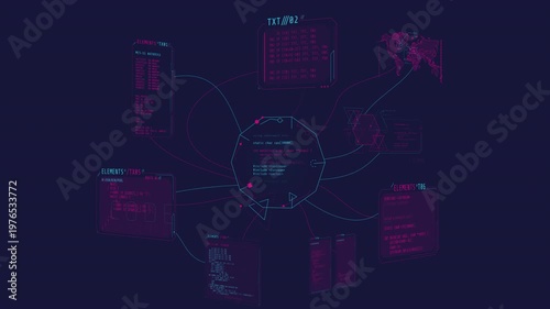 Infographic about the digital network illustrating programming workflows