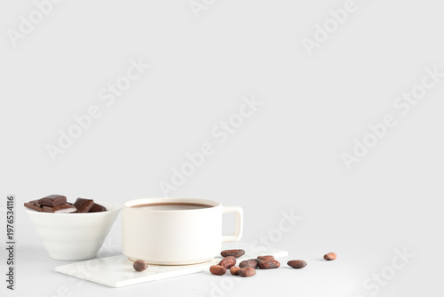 Cup of hot coffee with choc...