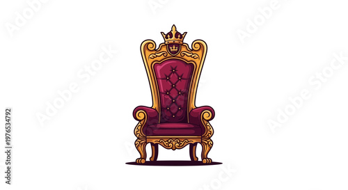Ornate Royal Throne with Crown, Majestic Seating, Symbol of Power