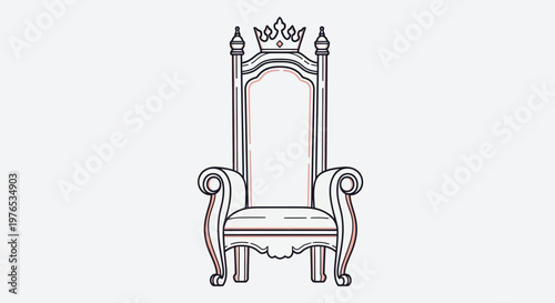 Ornate Throne Chair with Crown Illustration