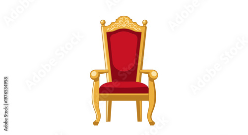 Regal Throne Chair Red Velvet Gold Ornate Isolated