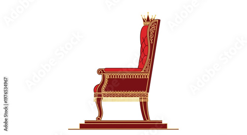 Regal Throne Chair with Crown - Symbol of Power and Authority