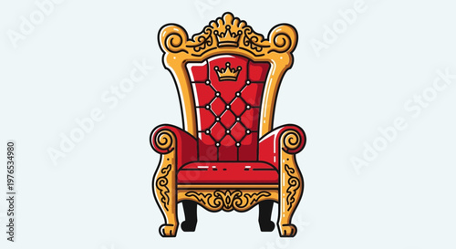 Regal Throne Chair with Crown Emblem - Royal Seating Illustration