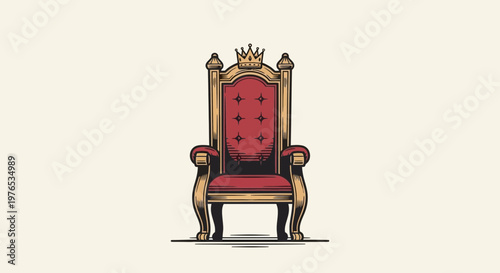 Regal Throne with Crown, Symbol of Power and Royalty