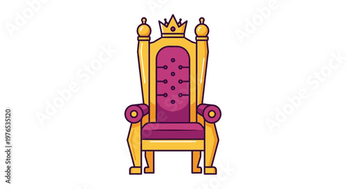 Royal Throne Chair with Crown - Symbol of Power and Authority