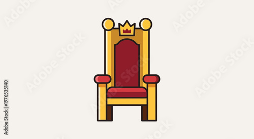 Royal Throne Chair with Crown - Vector Illustration