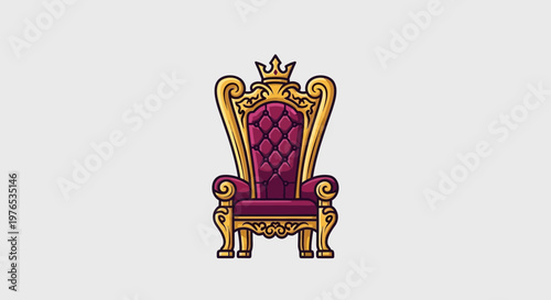 Royal Throne Chair with Crown - Symbol of Power and Royalty