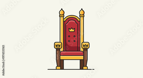Royal Throne Chair with Crown Icon, Symbol of Power and Authority