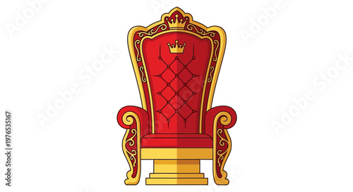 Royal Throne Chair with Crown Emblem - Luxury Symbol of Power and Authority