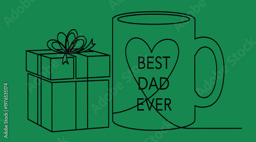 Best dad ever gift heartwarming mug present illustration for father's day