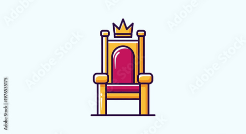 Royal Throne Chair with Crown Icon, Symbol of Power and Authority