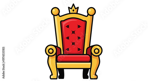 Royal Throne Chair with Crown Icon, Symbol of Power and Royalty