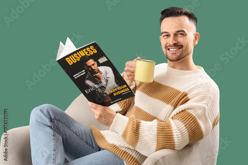 Young man with cup of tea r...
