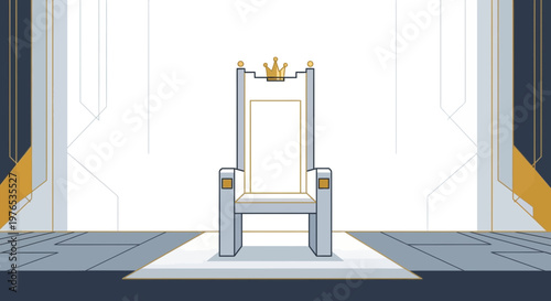 Empty Throne with Crown, Royal Seat, Grand Hall, Power Symbol, Luxury
