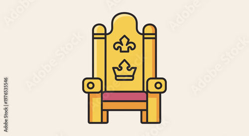 Golden Throne with Crown Symbol - Royal Seat Icon