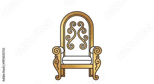 Ornate Golden Throne Chair, Regal Seating, Luxury Furniture, Royal Seat