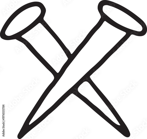 Hand drawn nails used in crucifixion symbolizing sacrifice and suffering