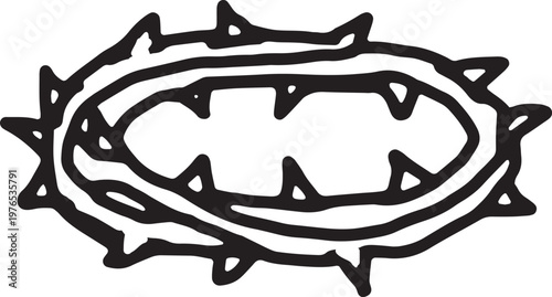 Hand drawn crown of thorns representing suffering and sacrifice of Jesus