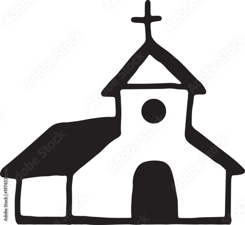 Hand drawn church building representing place of worship and community
