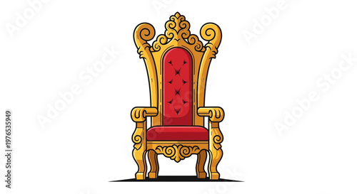 Ornate Golden Throne with Red Cushion - Royal Seat Illustration