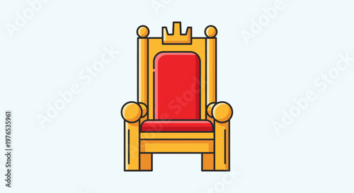 Ornate Golden Throne with Red Cushion - Royal Seat Illustration