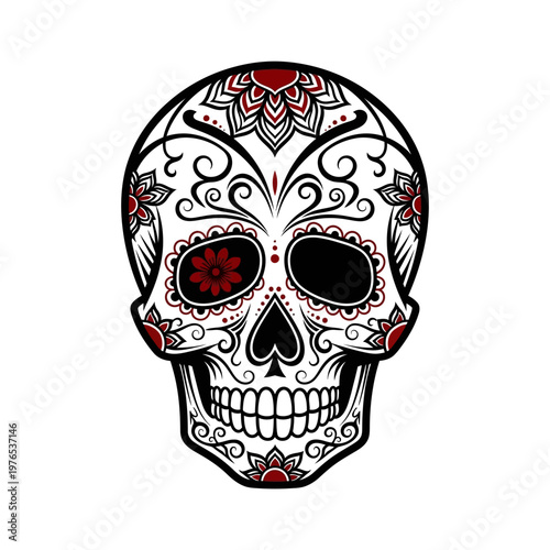 Decorative sugar skull design element.