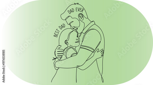 Sketch of a dad and child celebrating the best dad ever and family love