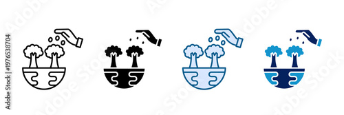 Tree Planting Icon Set Multiple Style Collection